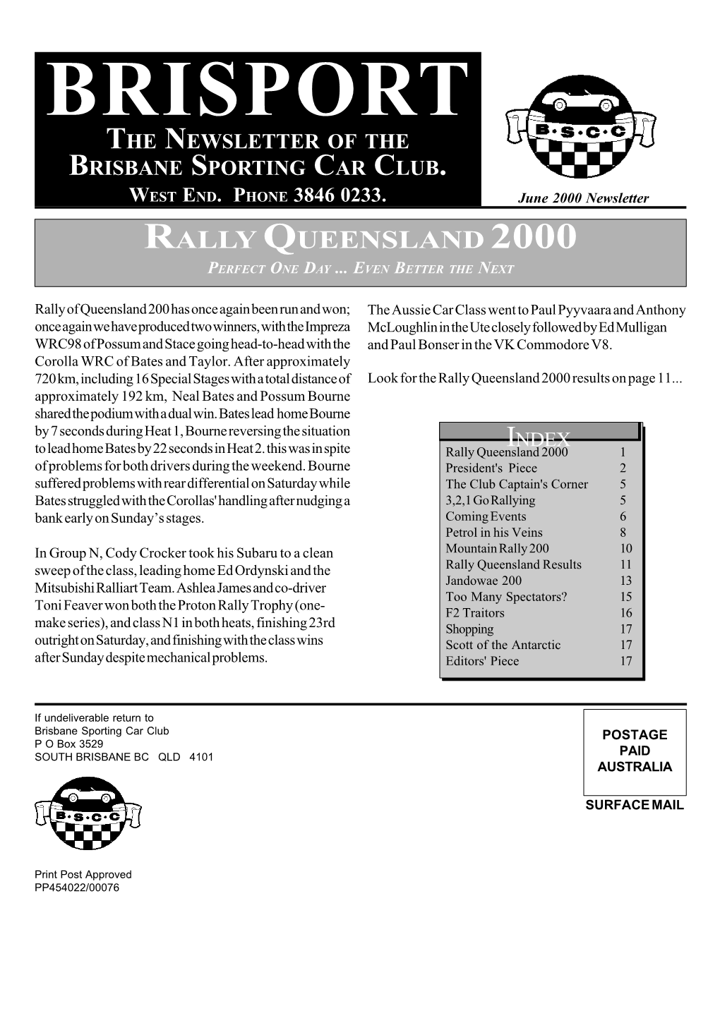 Brisport the Newsletter of the Brisbane Sporting Car Club