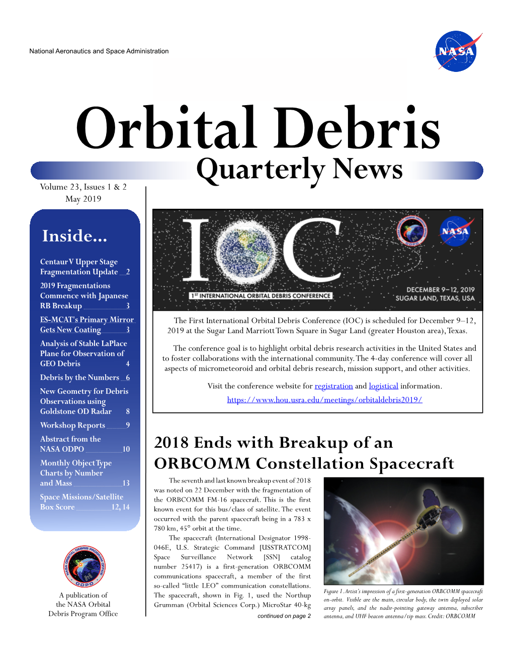 Quarterly News Volume 23, Issues 1 & 2 May 2019