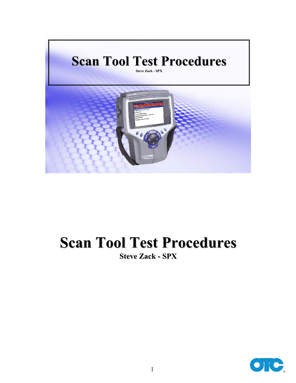 Scan Tool Test Procedures