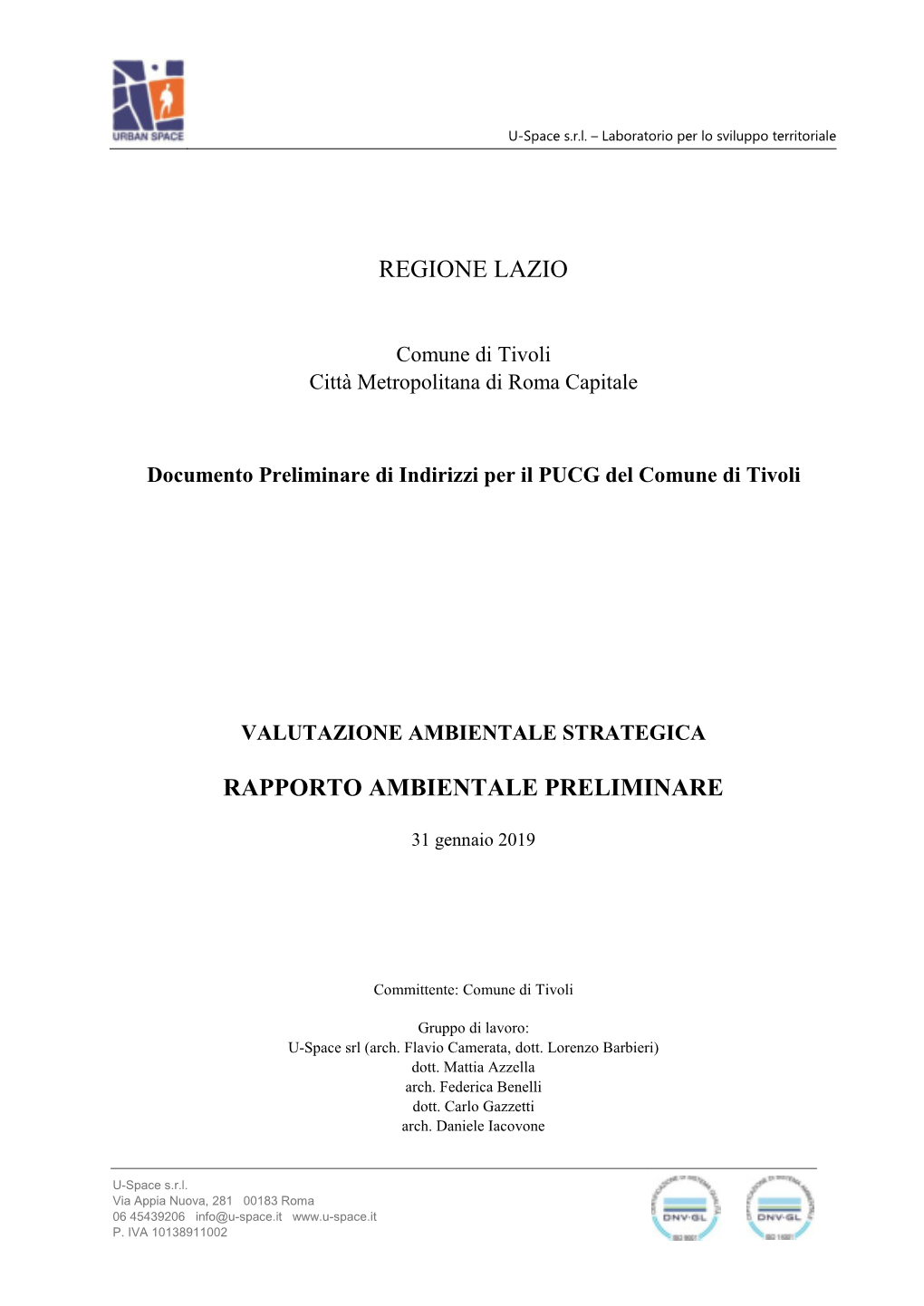 Regione Lazio Rapporto Ambientale Preliminare