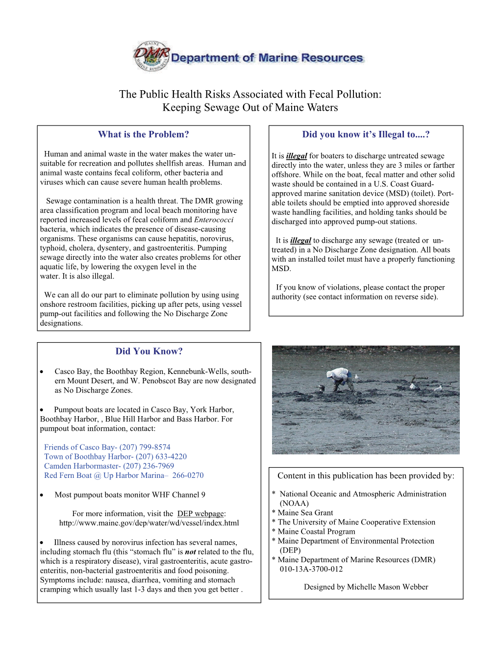 Fact Sheet on Sewage and Fecal Pollution of Maine Waters