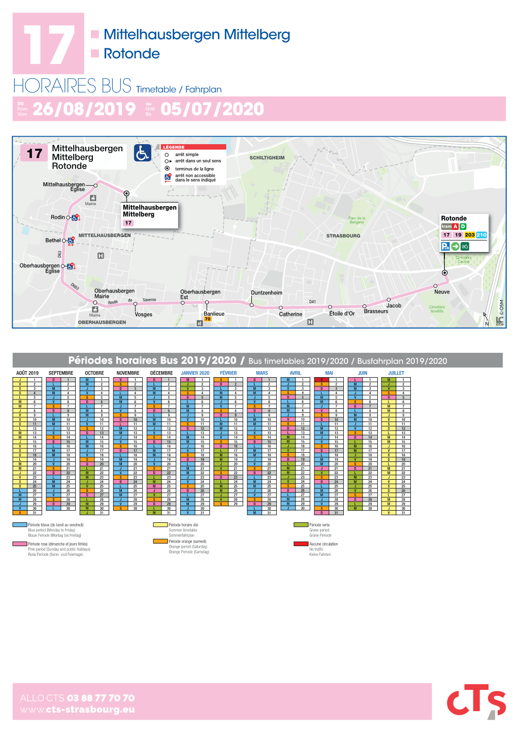 Mittelhausbergen Mittelberg 17  Rotonde HORAIRES BUS Timetable / Fahrplan DU Au from Until Vom 26/08/2019 Bis 05/07/2020