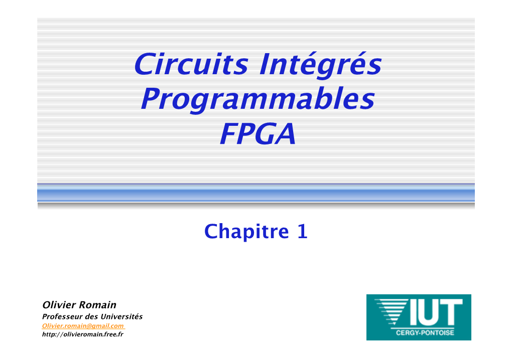 Circuits Intégrés Programmables FPGA