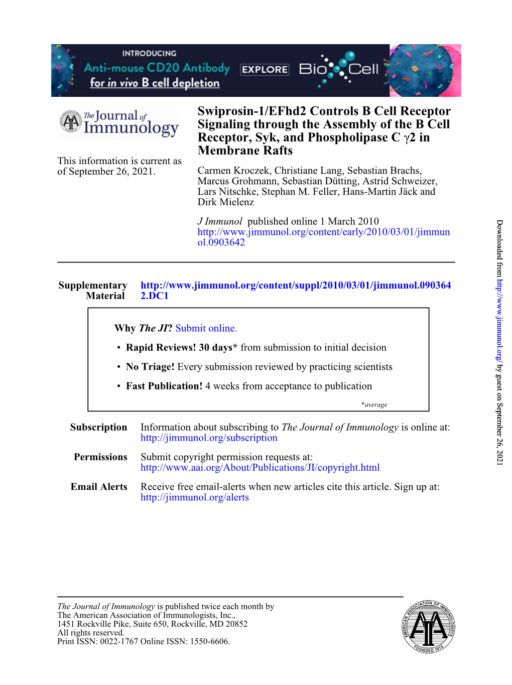 Membrane Rafts 2 in Γ Receptor, Syk, and Phospholipase C Signaling