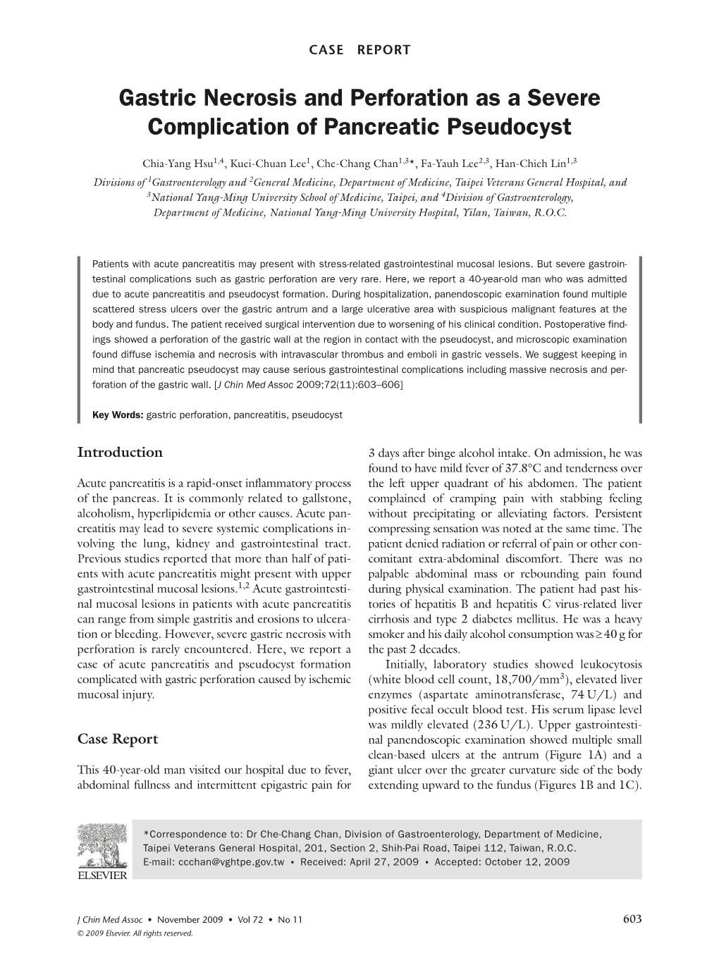 Gastric Necrosis and Perforation As a Severe Complication of Pancreatic Pseudocyst