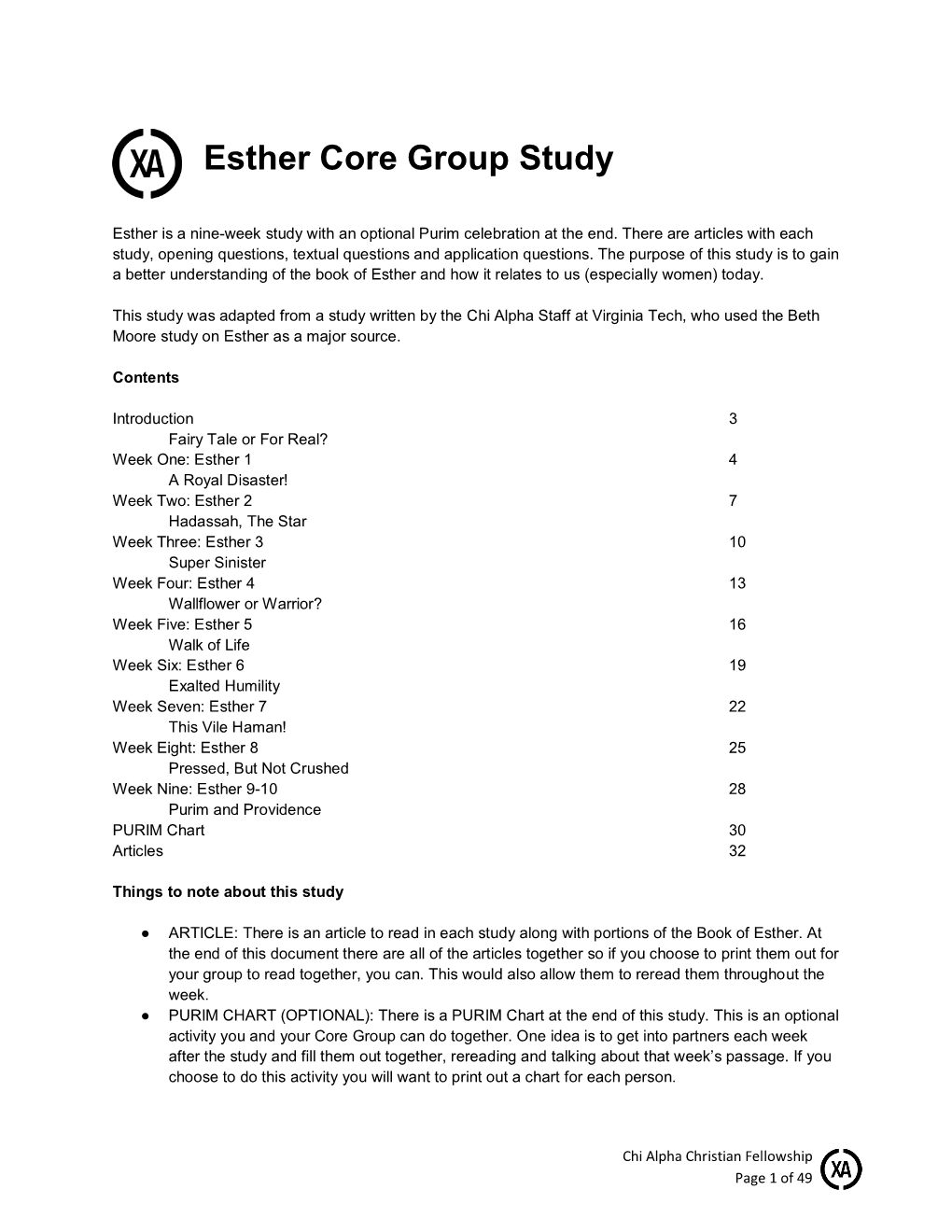 Esther Core Group Study
