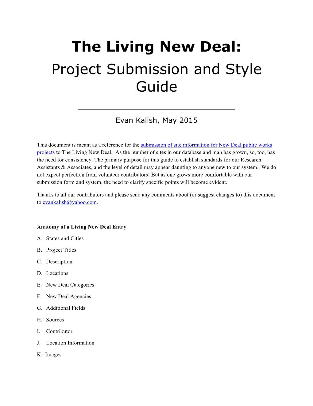 Project Submission and Style Guide