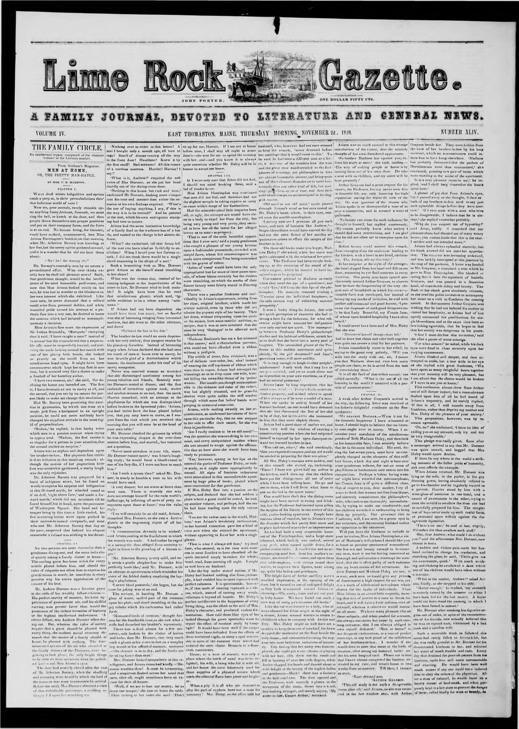 Lime Rock Gazette , - Despatch from New Orleans, 16Th Inst., Which Cii,Er