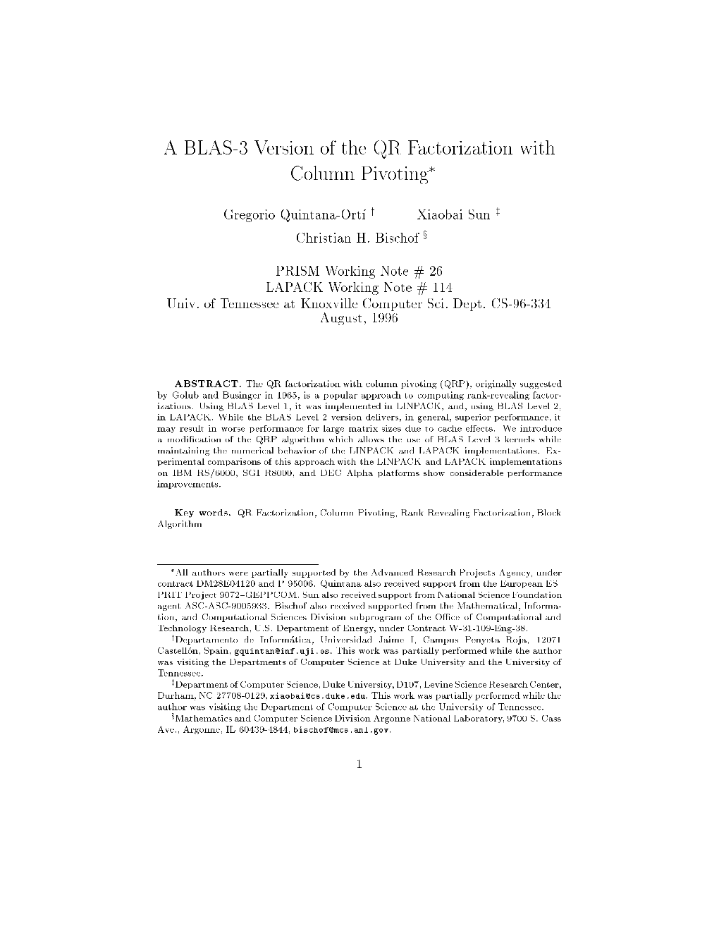 A BLAS-3 Version of the QR Factorization with Column Pivoting