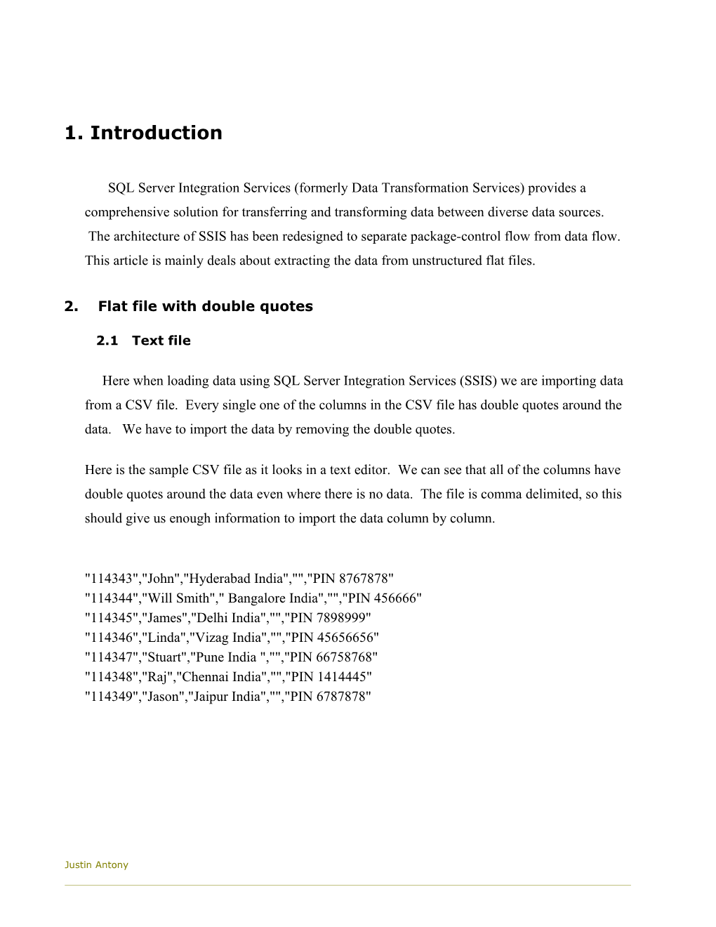 Extracting Data from Unstructured Flat Files Using SSIS