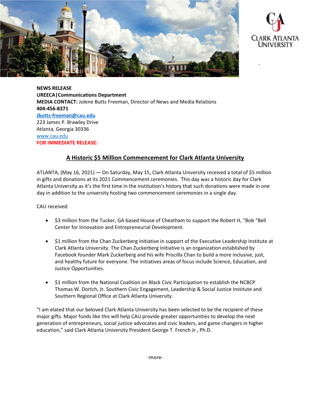 A Historic $5 Million Commencement for Clark Atlanta University