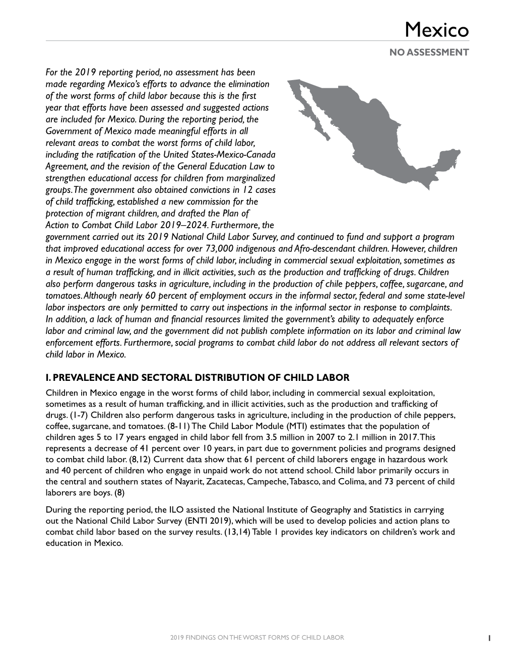 2019 Findings on the Worst Forms of Child Labor: Mexico