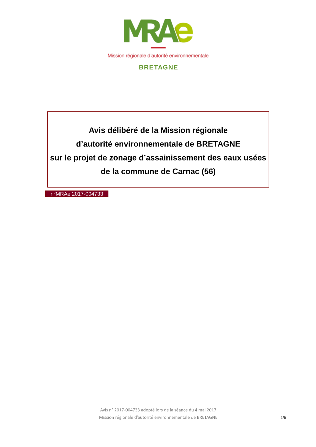 Avis Délibéré De La Mission Régionale D'autorité Environnementale De