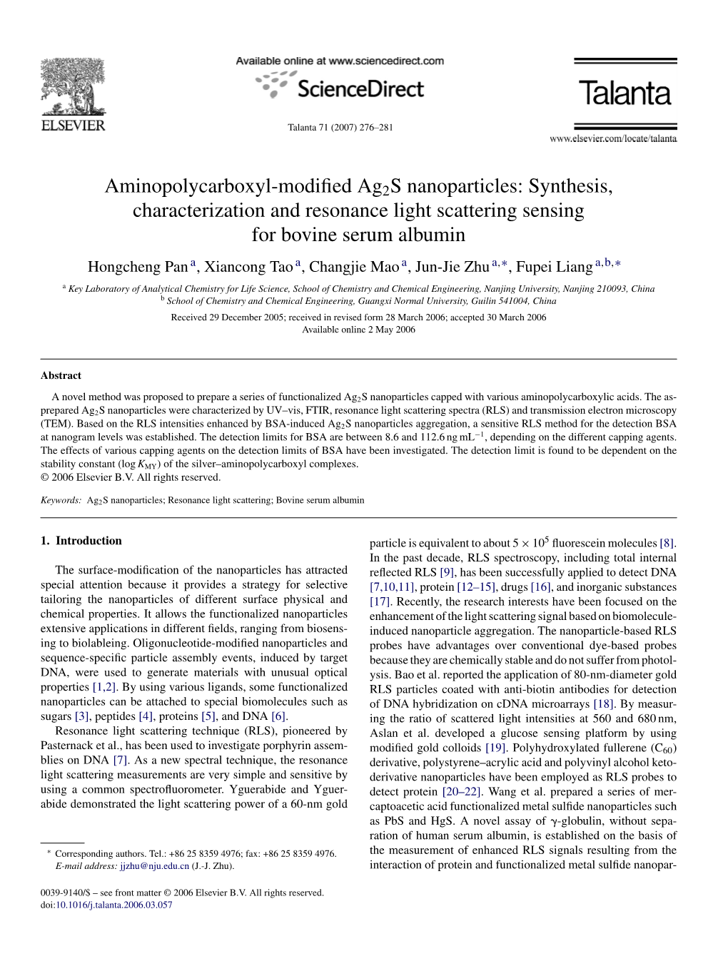 Aminopolycarboxyl-Modified Ag2s Nanoparticles: Synthesis