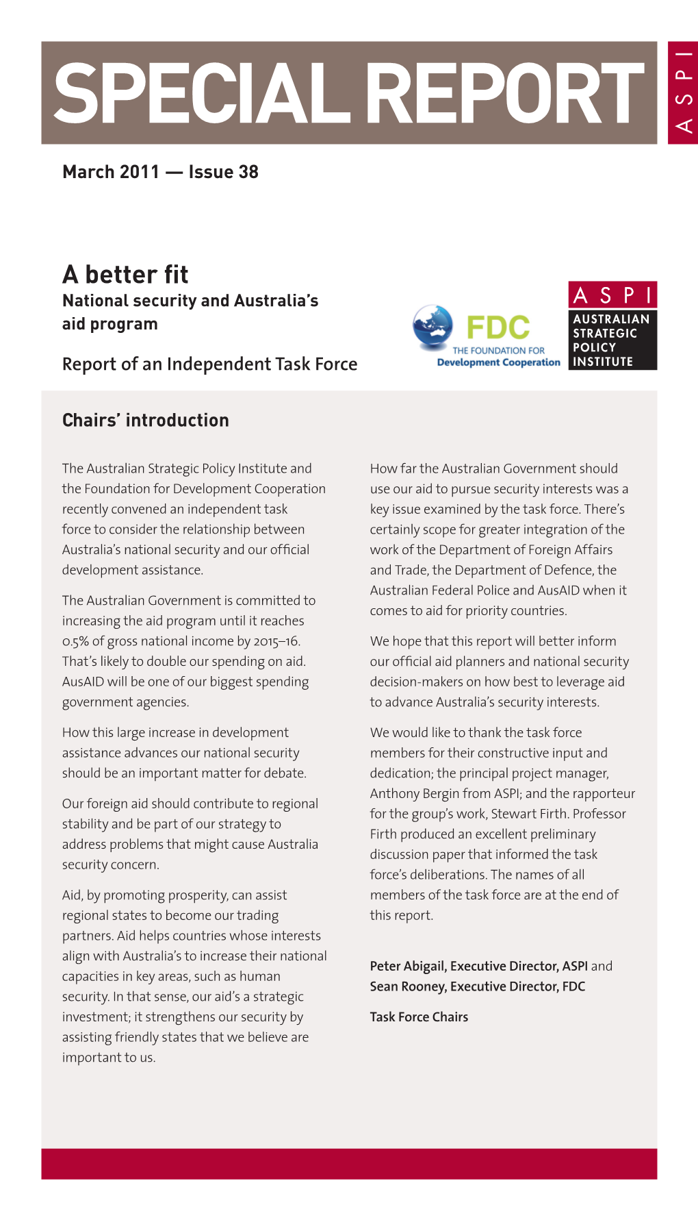 A Better Fit: National Security and Australia's Aid Program