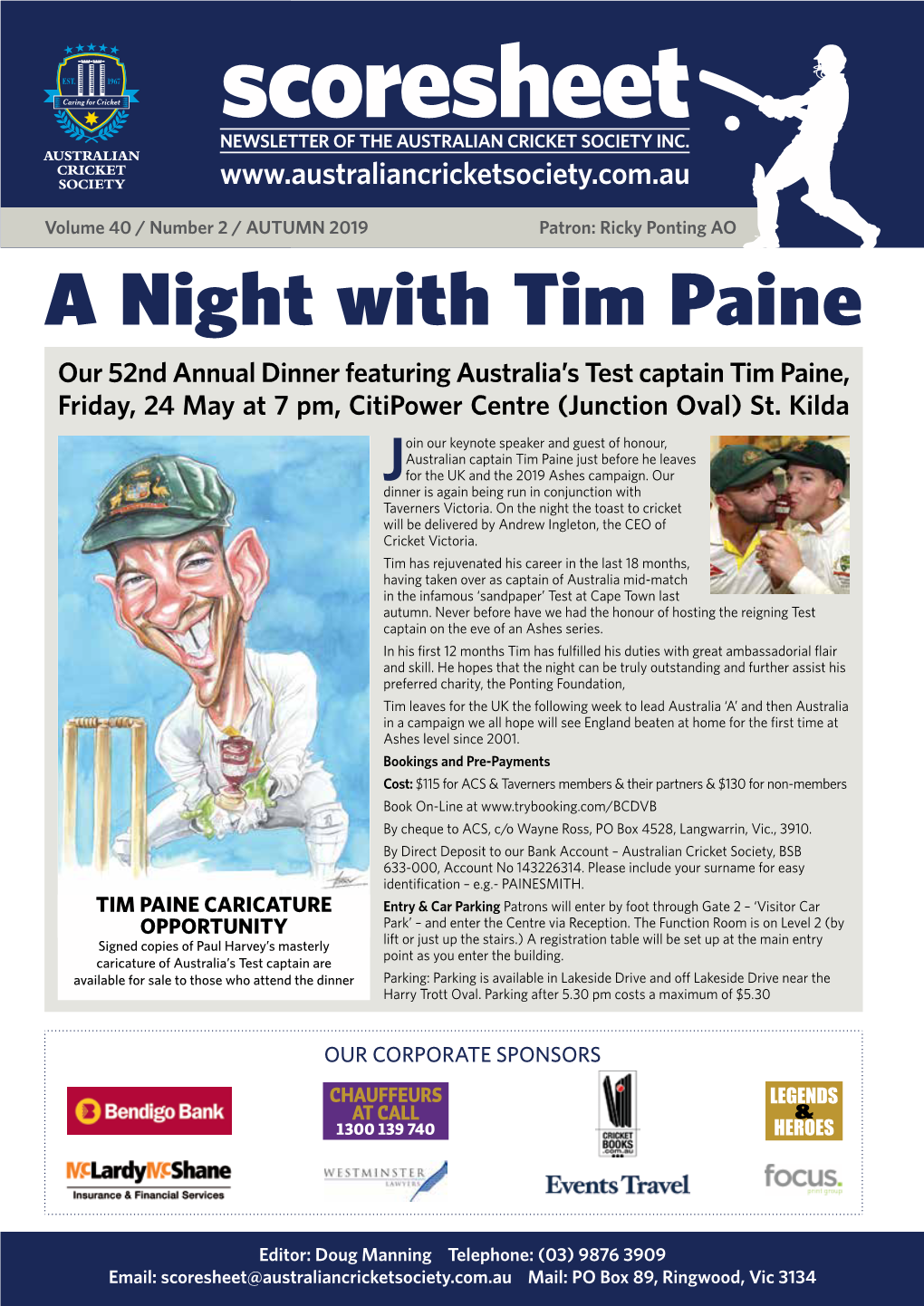 Scoresheet NEWSLETTER of the AUSTRALIAN CRICKET SOCIETY INC