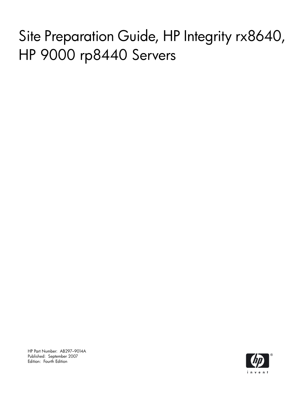 Site Preparation Guide, HP Integrity Rx8640, HP 9000 Rp8440 Servers