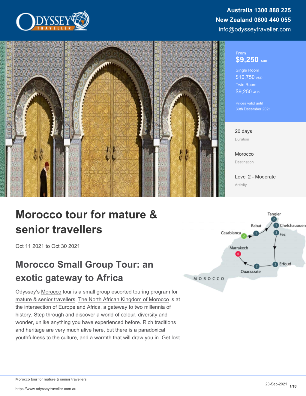 Morocco Small Group Tour for Seniors | Odyssey Traveller