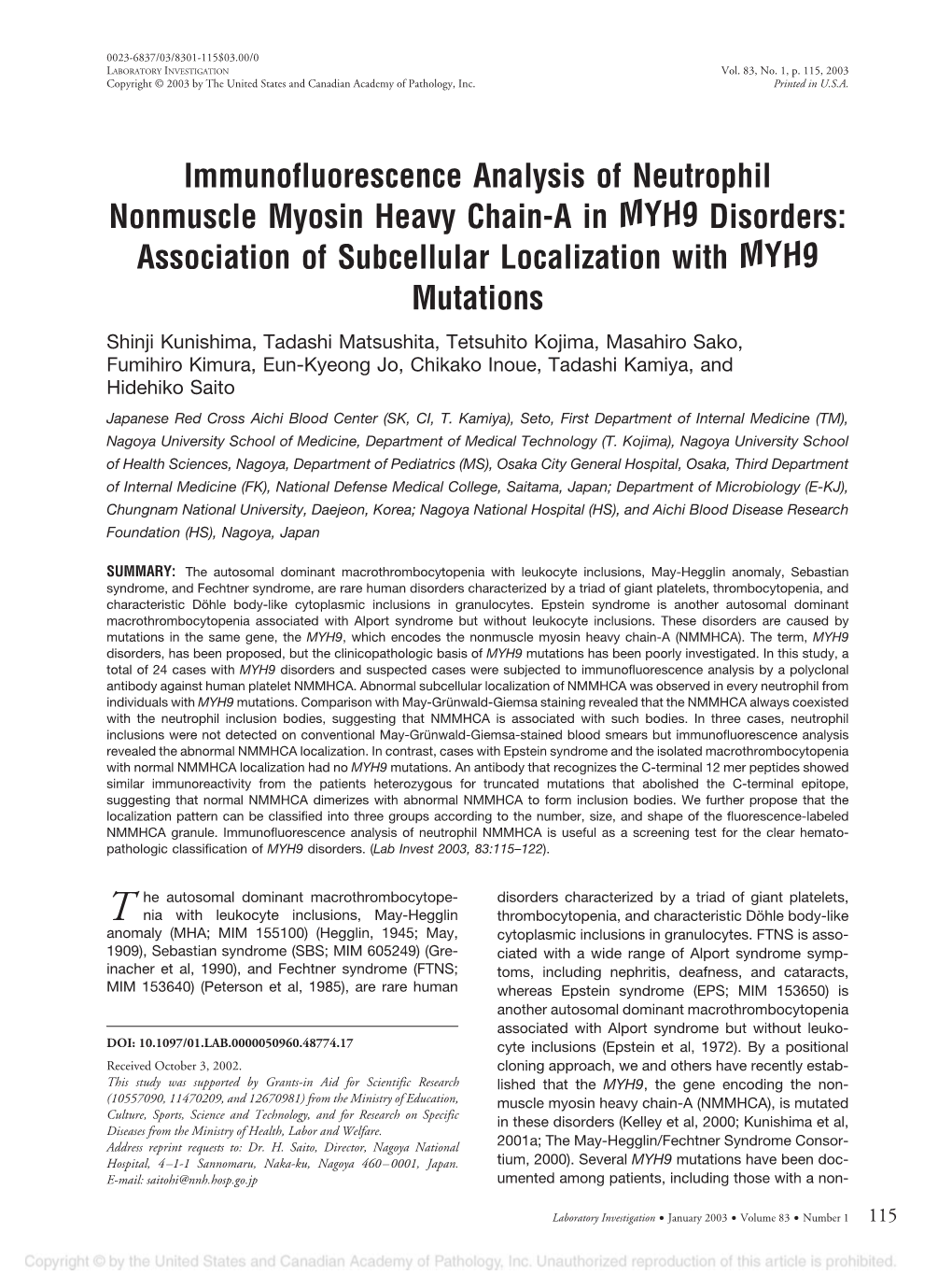 Immunofluorescence Analysis of Neutrophil Nonmuscle