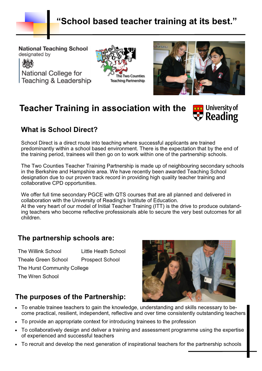 Teacher Training in Association with The
