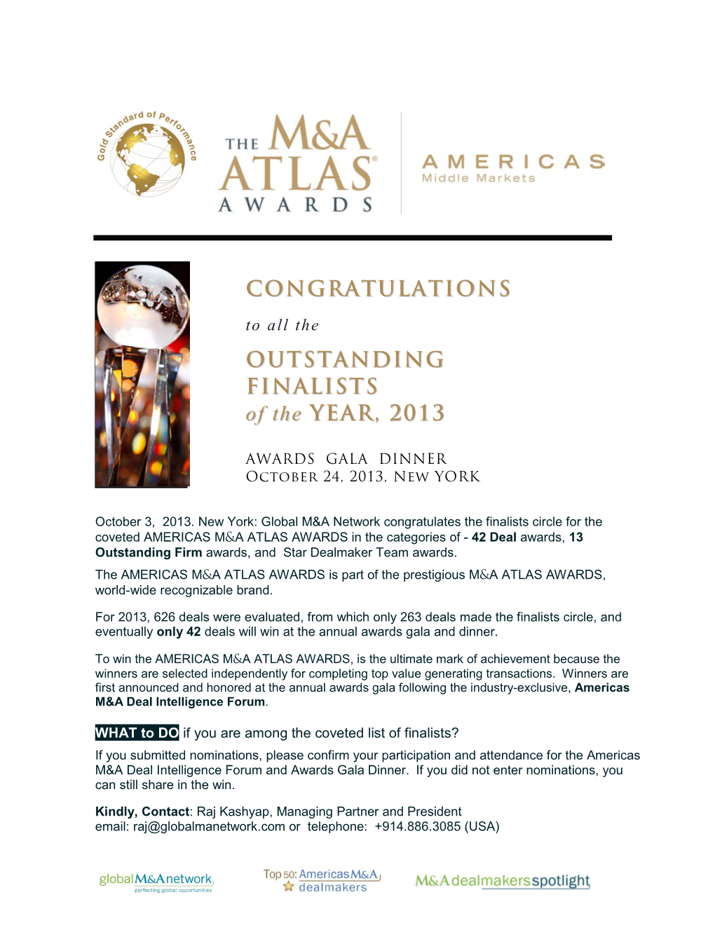 2013, Americas M&A Atlas Awards Gala