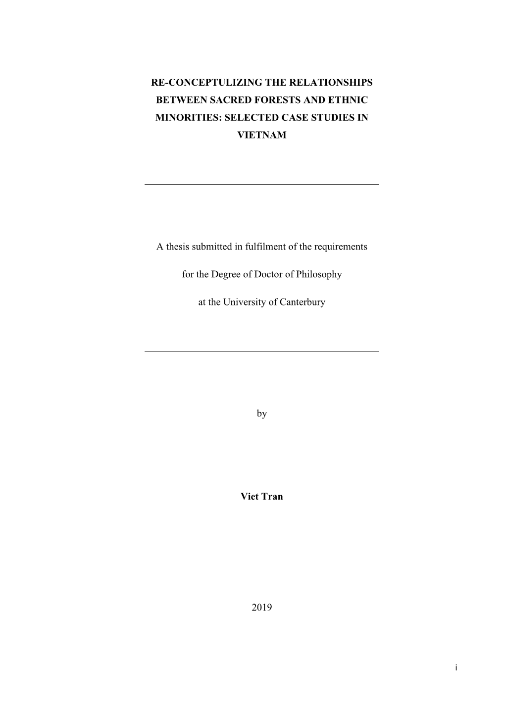 SELECTED CASE STUDIES in VIETNAM a Thesis Subm