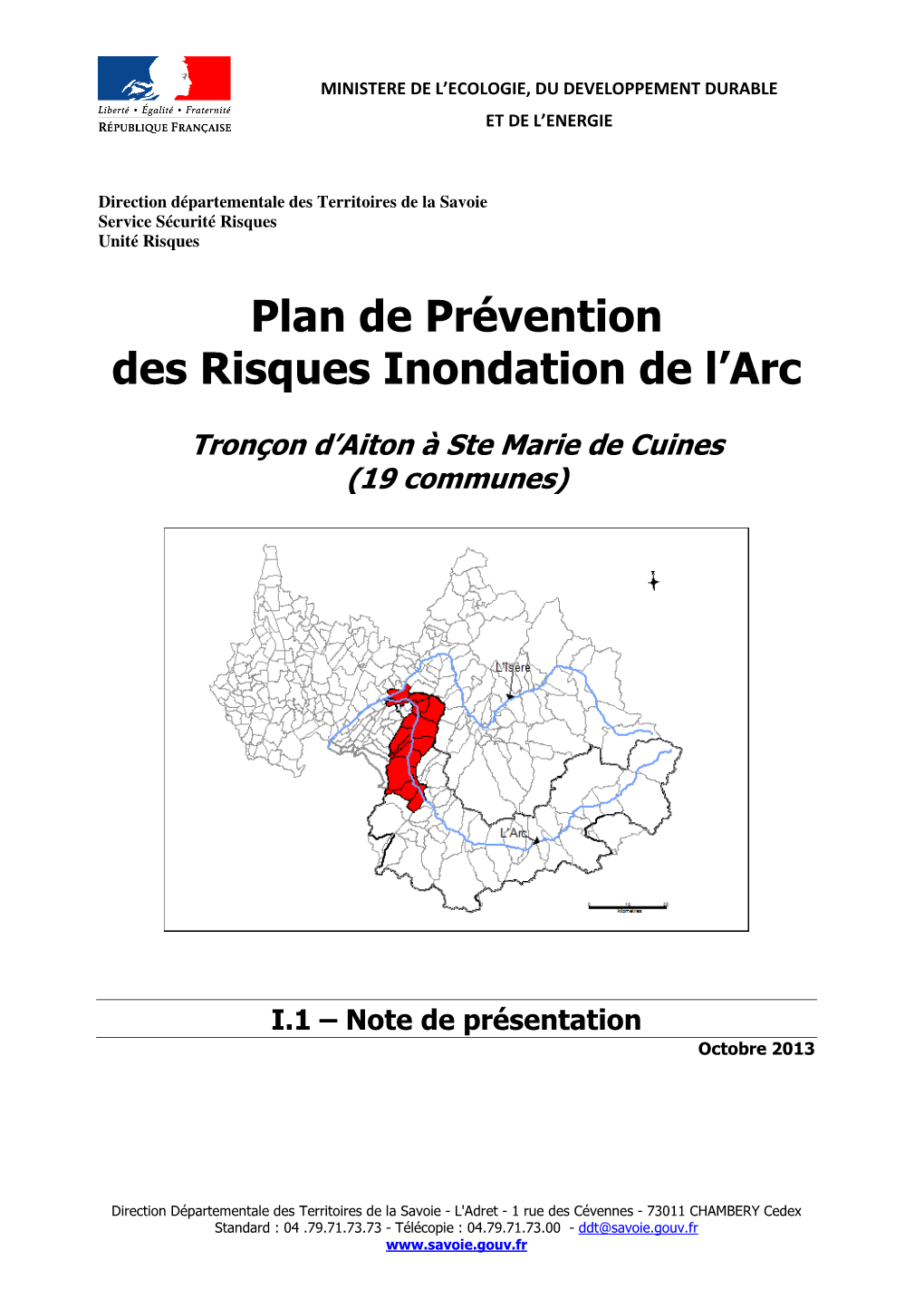 Plan De Prévention Des Risques Inondation De L'arc D'aiton À St Marie De Cuines (Plan Annexé À L'arrêté Préfectoral De Prescription)