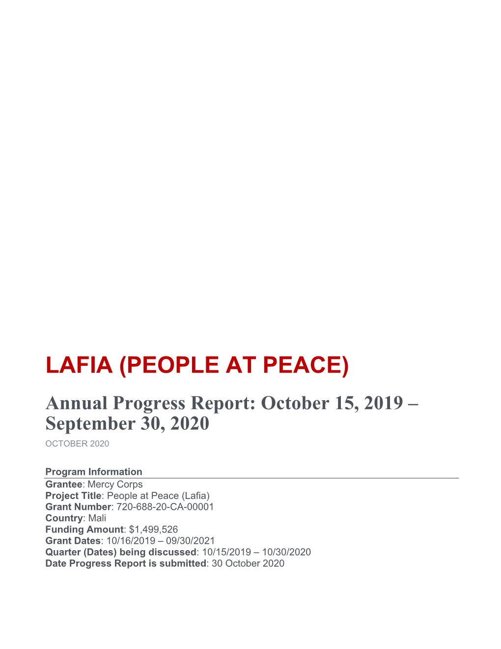 MC Mali Lafia FY20 Annual Report
