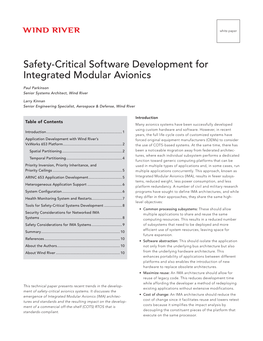 Safety-Critical Software Development for Integrated Modular Avionics