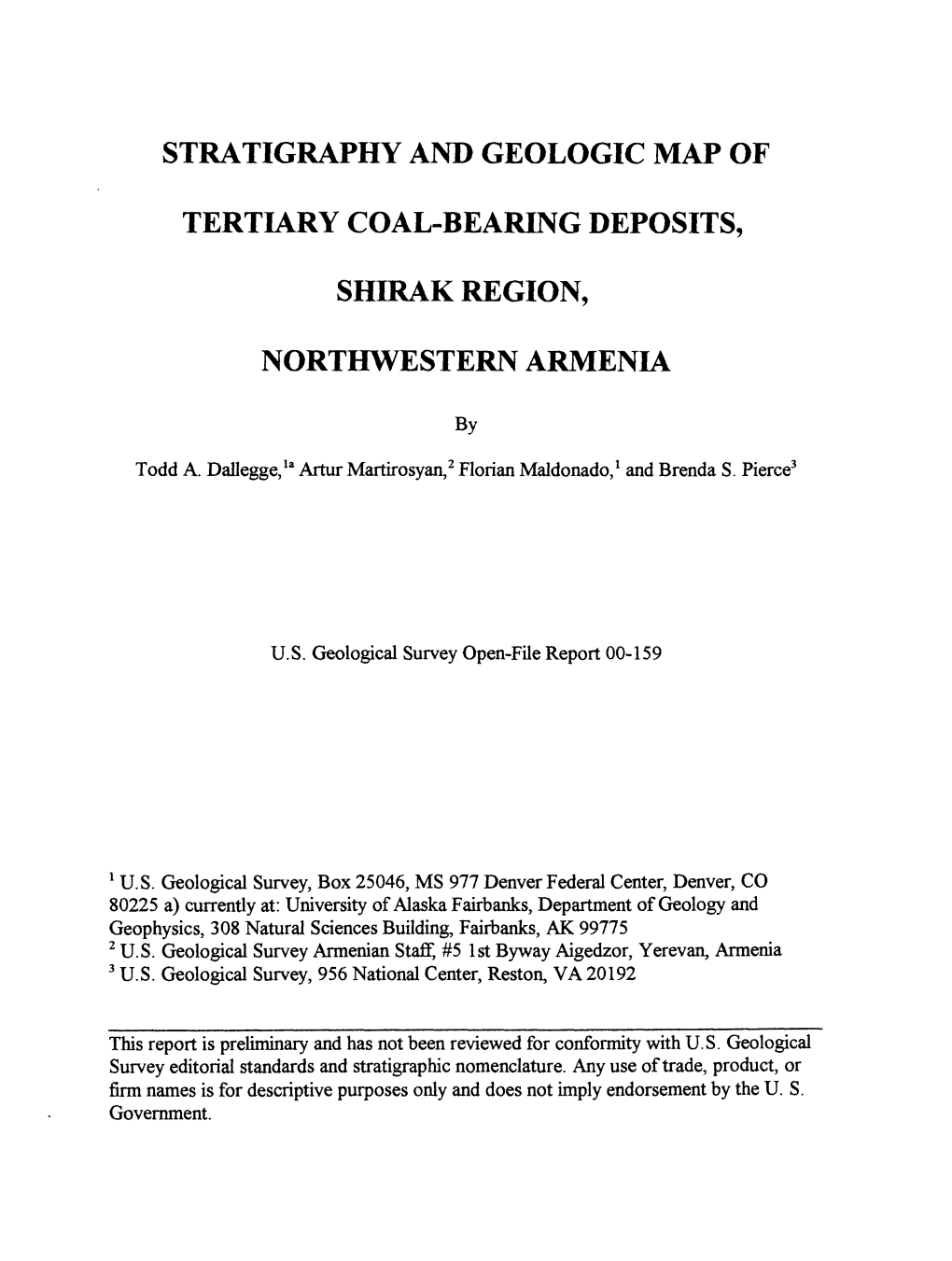 Stratigraphy and Geologic Map of Tertiary Coal