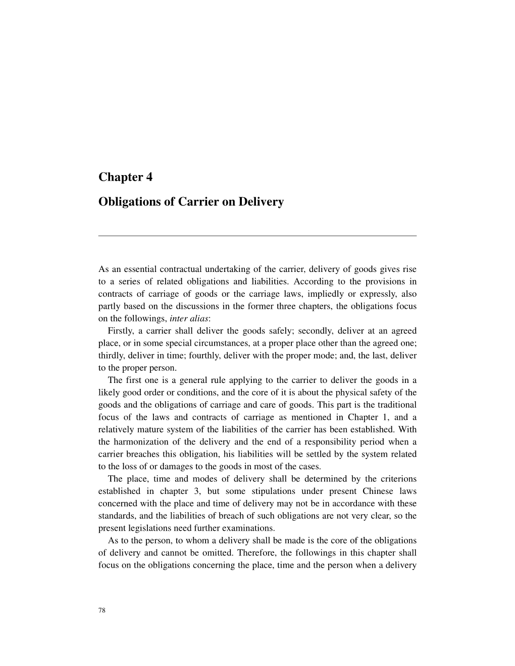 Chapter 4 Obligations of Carrier on Delivery