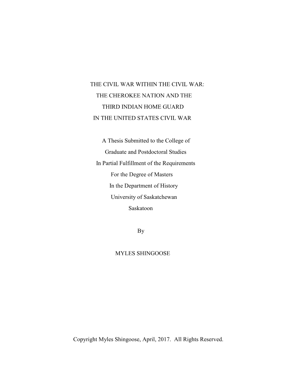 The Cherokee Nation and the Third Indian Home Guard in the United States Civil War