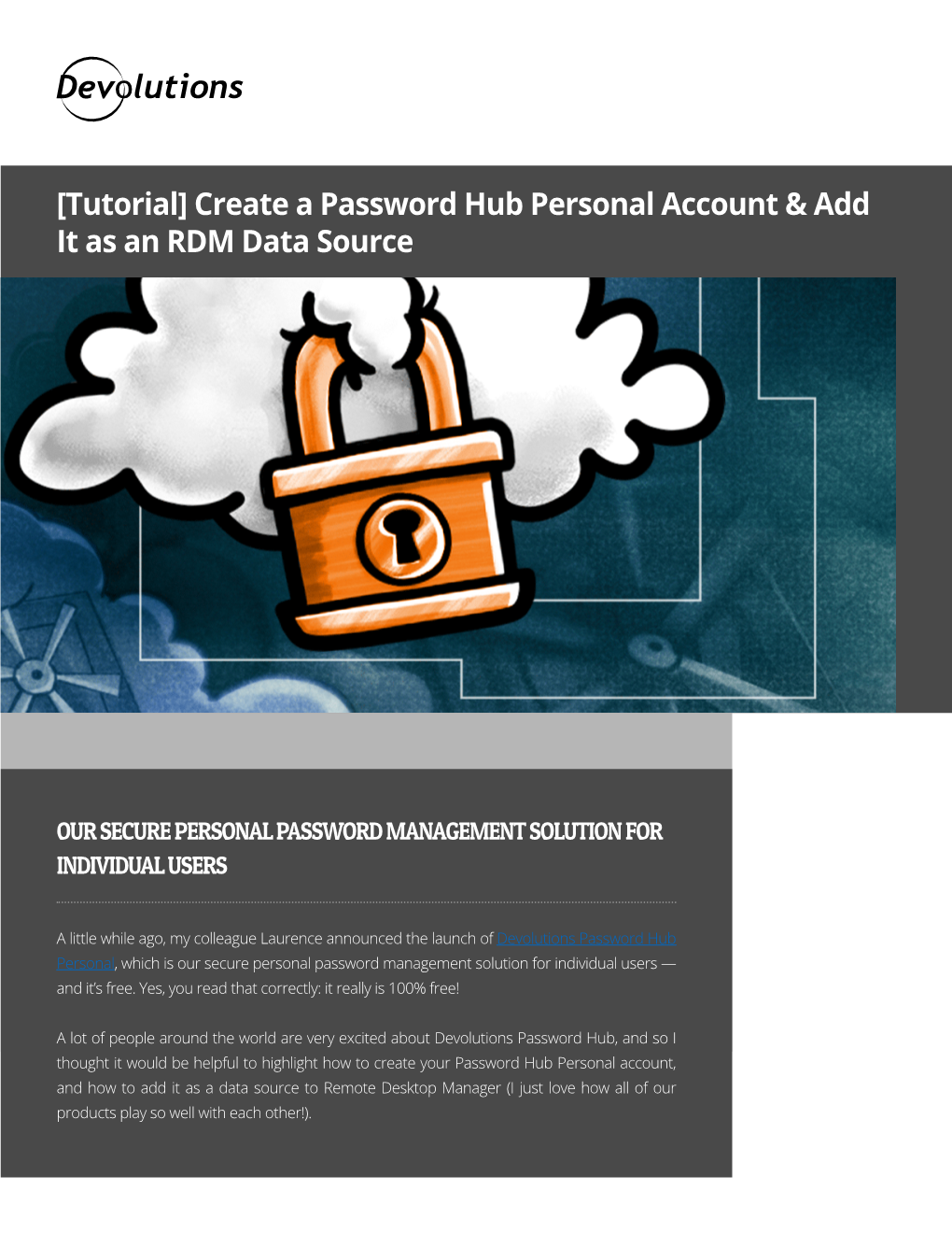 [Tutorial] Create a Password Hub Personal Account & Add It As An