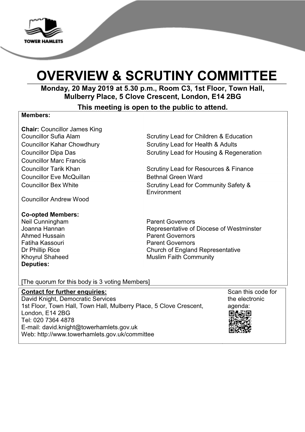 Full Agenda Pack Agenda Supplement for Overview & Scrutiny Committee, 20/05/2019 17:30