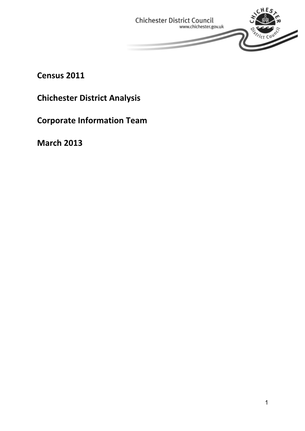 Census 2011 Chichester District Analysis Corporate Information
