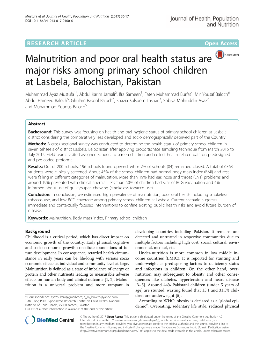 Malnutrition and Poor Oral Health Status Are Major Risks Among