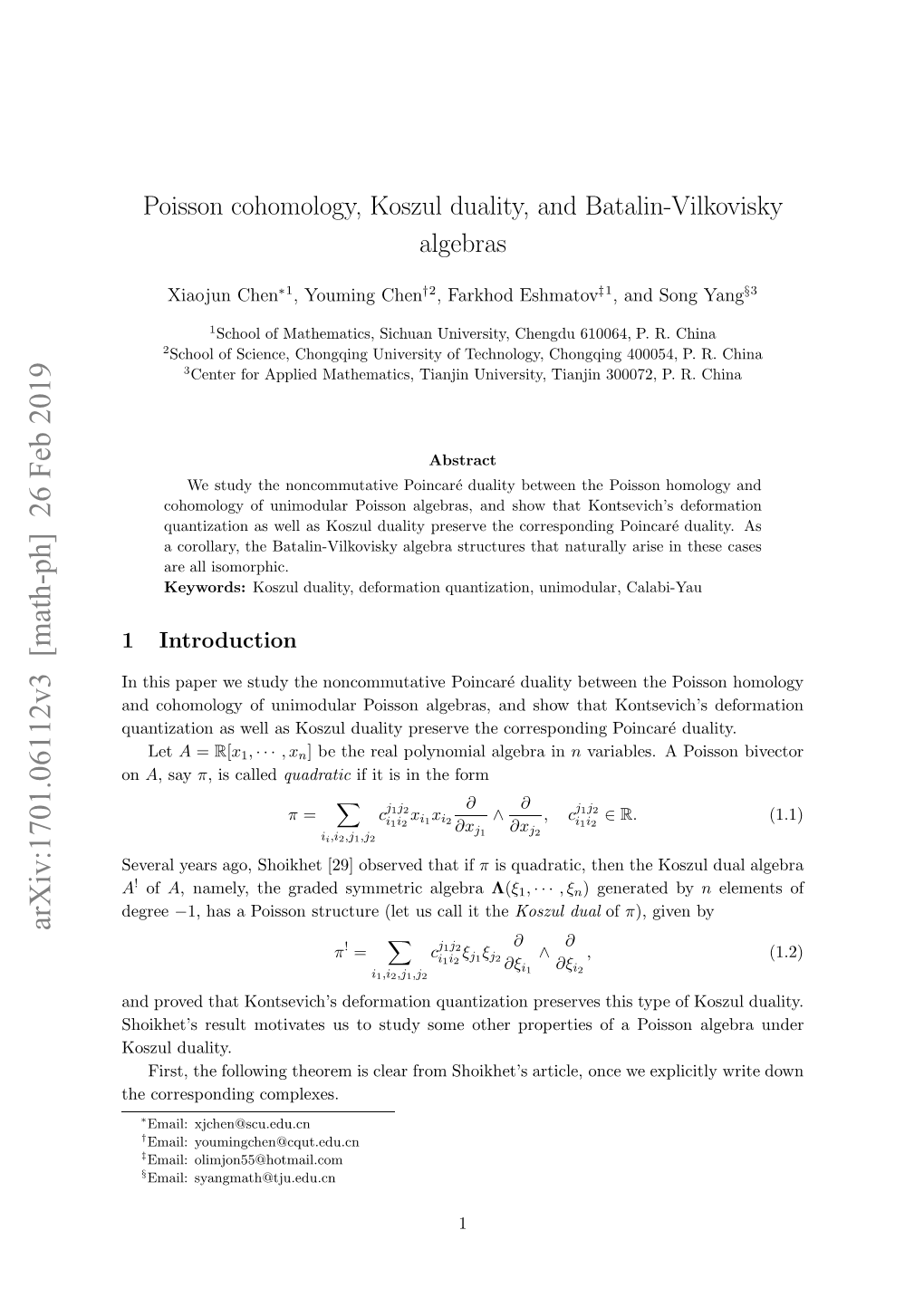 Poisson Cohomology, Koszul Duality, and Batalin-Vilkovisky Algebras