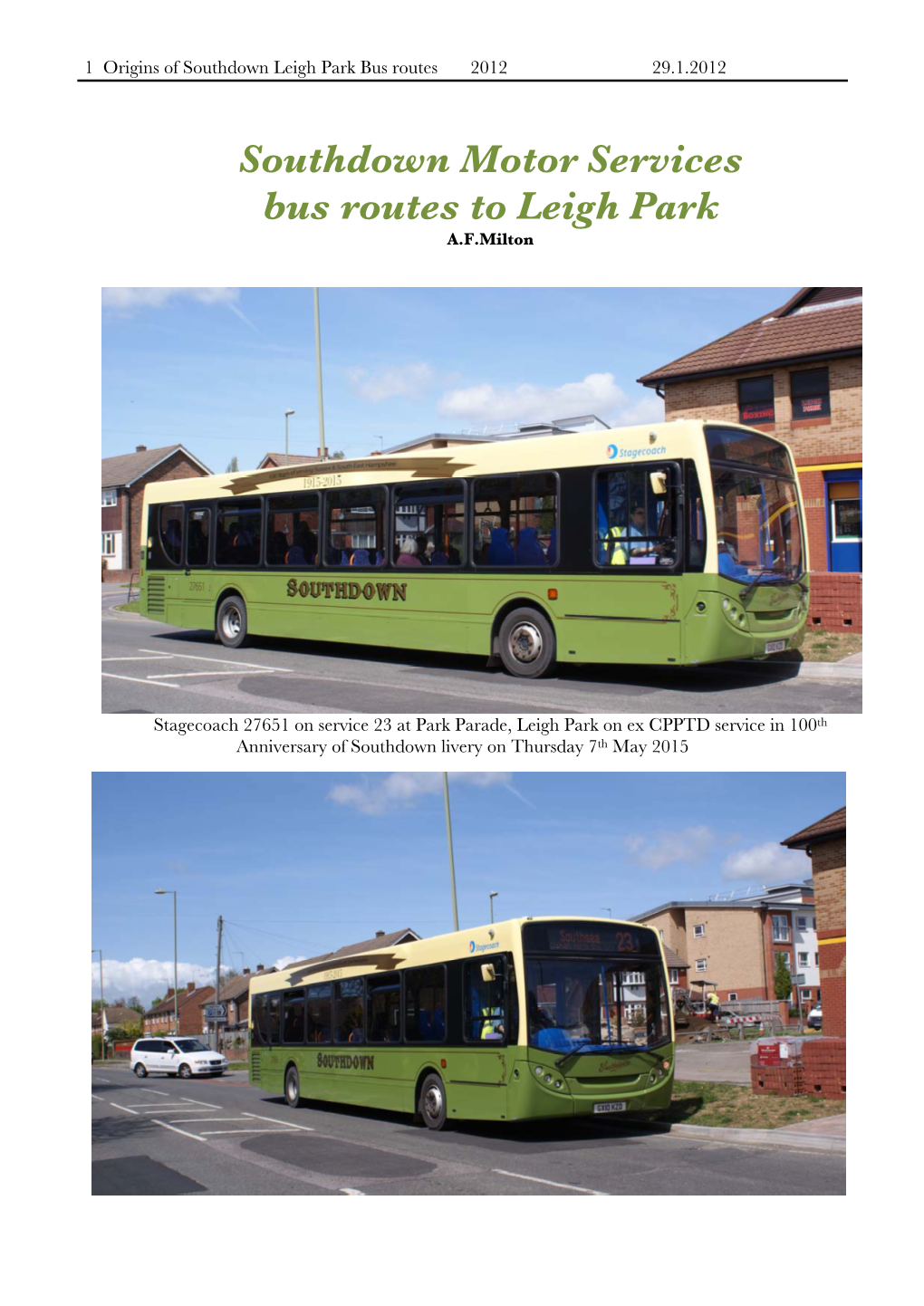 Southdown Motor Services Bus Routes to Leigh Park