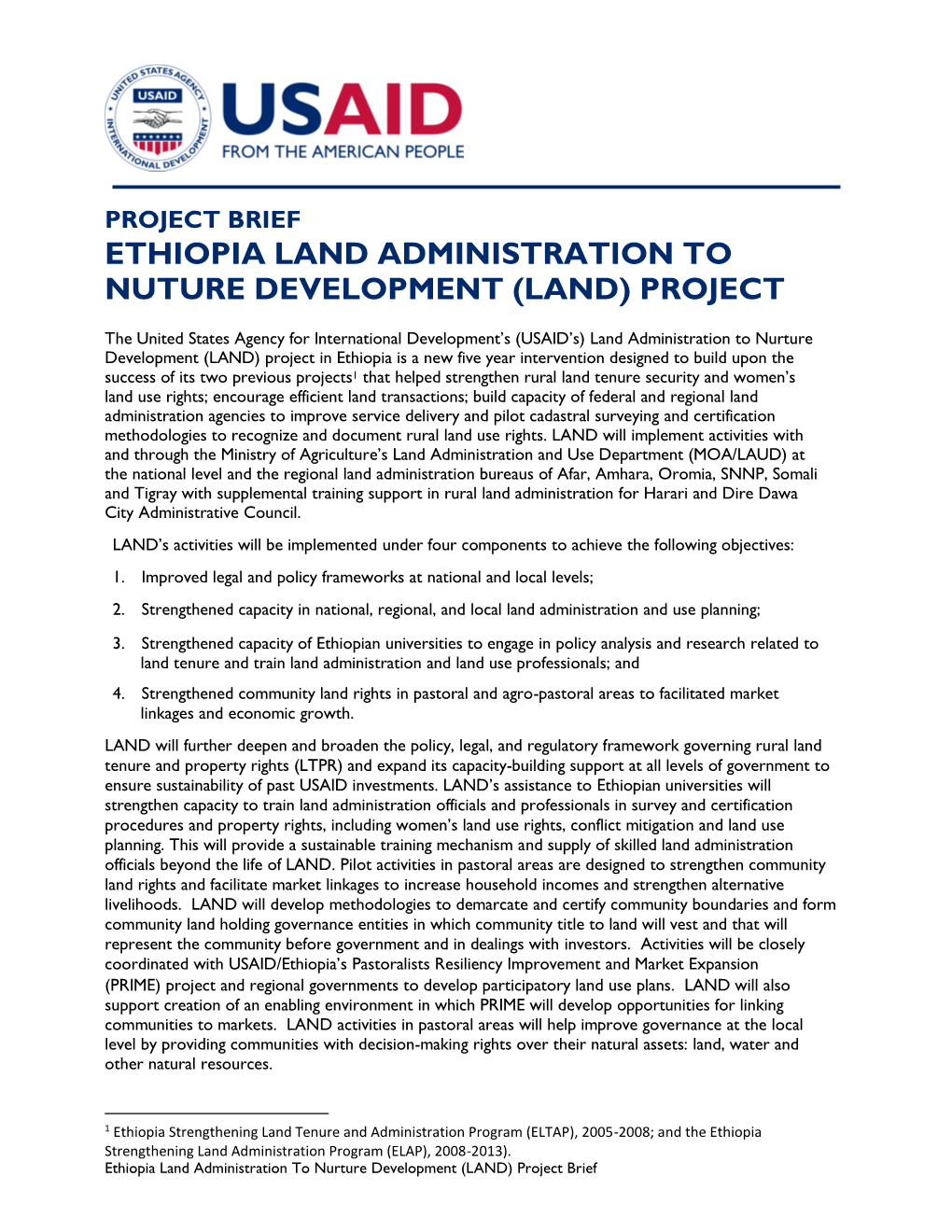 Ethiopia Land Administration to Nuture Development (Land) Project