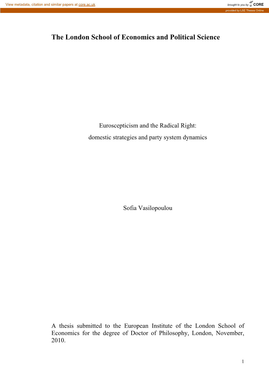 Euroscepticism and the Radical Right: Domestic Strategies and Party System Dynamics