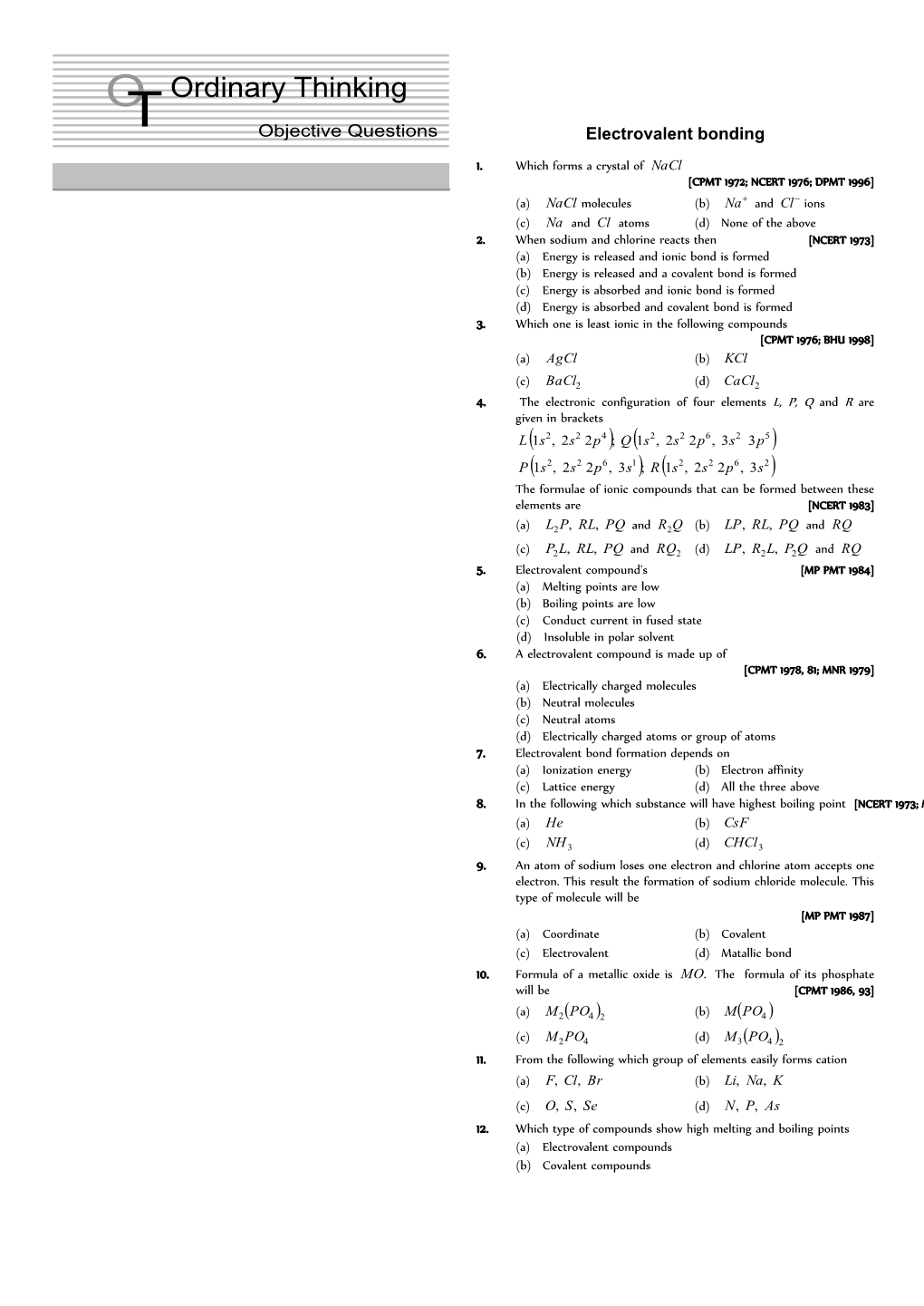 Electrovalent Bonding