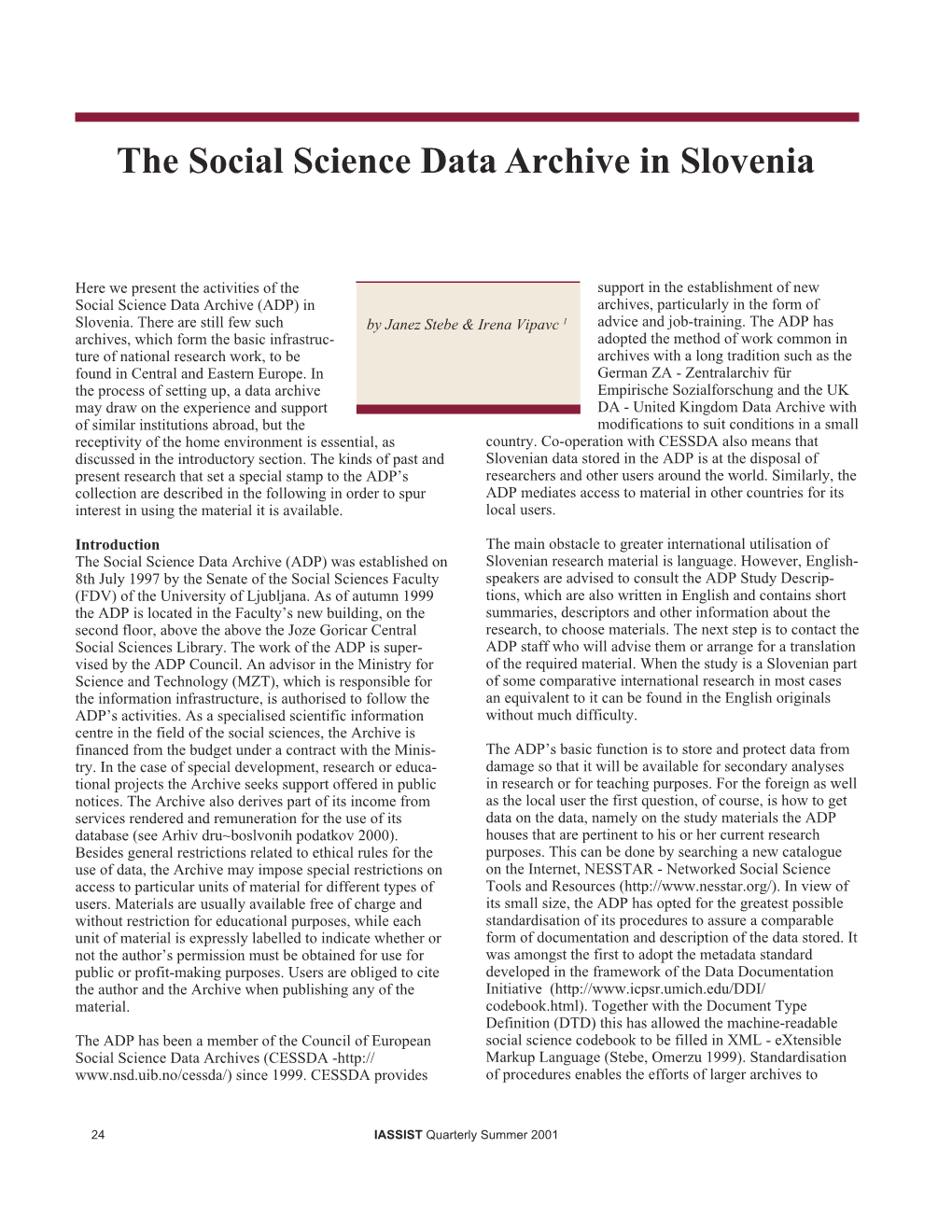 The Social Science Data Archive in Slovenia