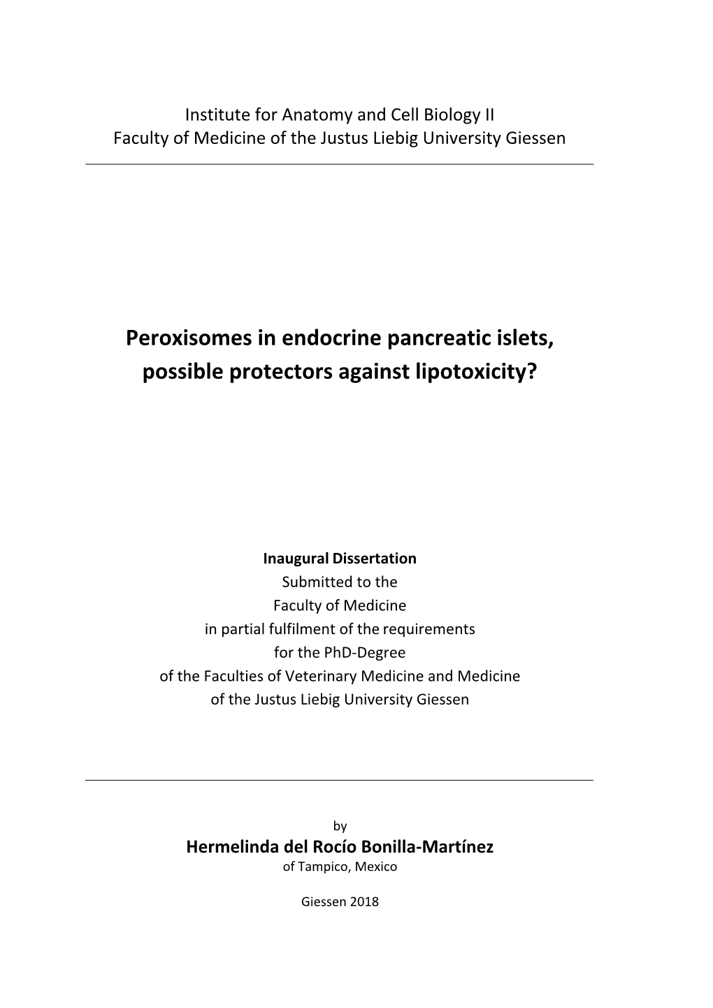 Peroxisomes in Endocrine Pancreatic Islets, Possible Protectors Against Lipotoxicity?