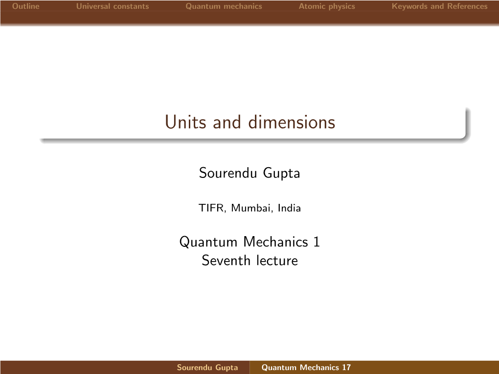 Units and Dimensions