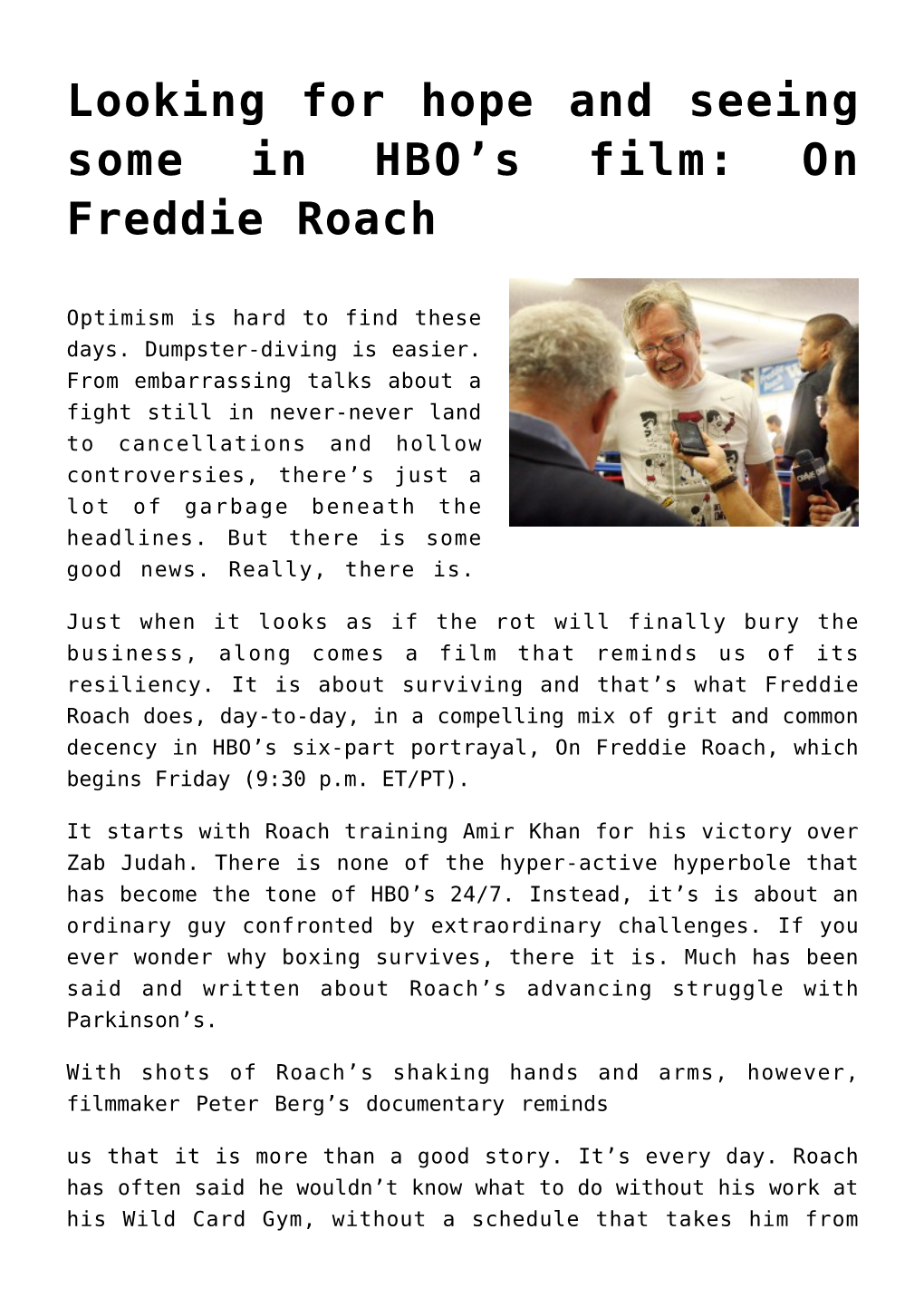 On Freddie Roach