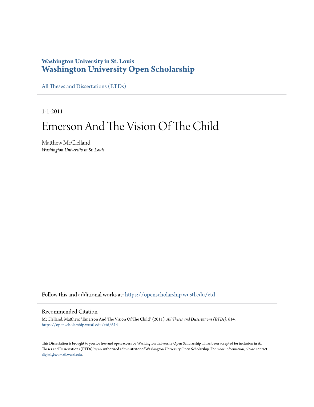 Emerson and the Vision of the Child