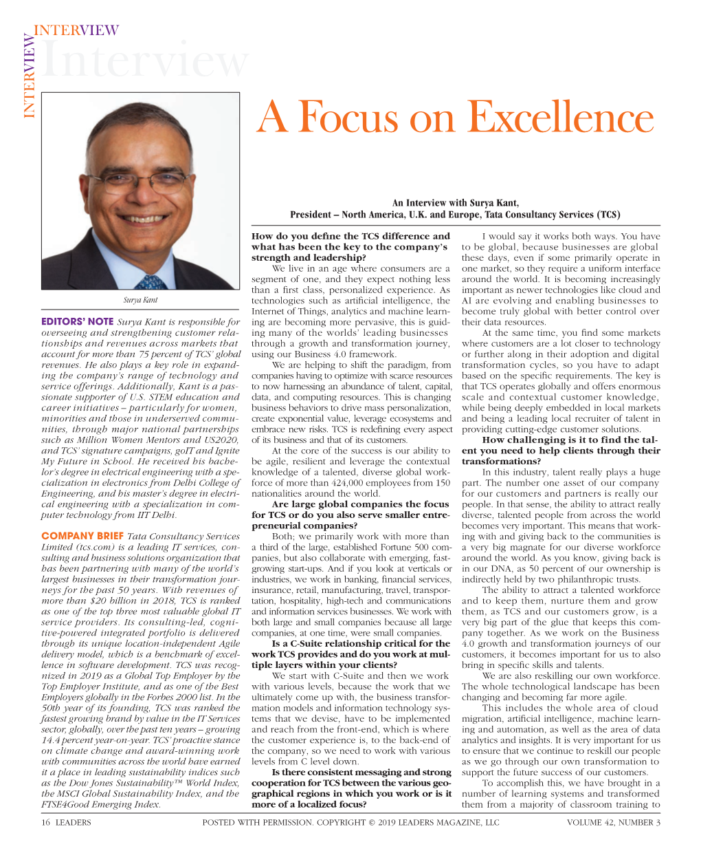 To Download a PDF of an Interview with Surya Kant, President