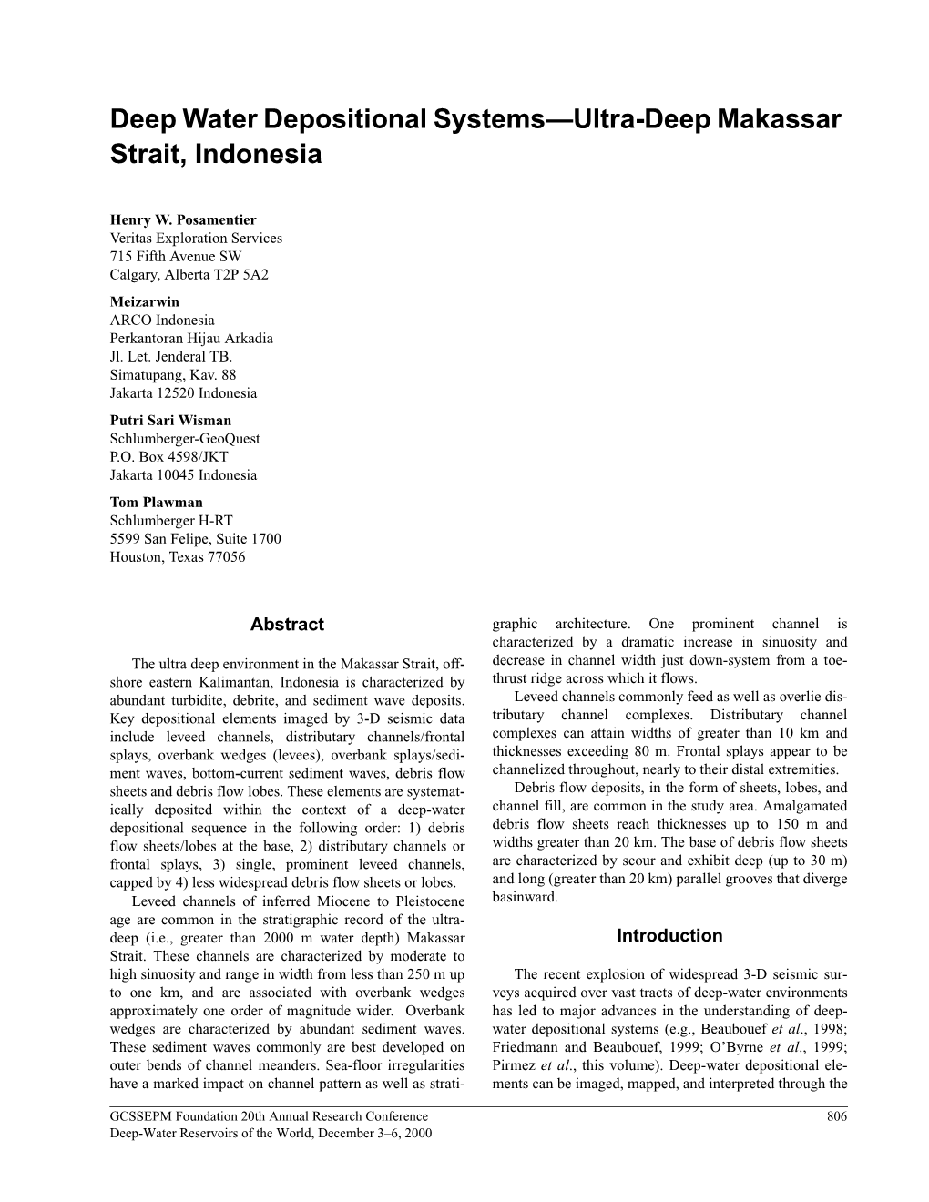 Deep Water Depositional Systems—Ultra-Deep Makassar Strait, Indonesia