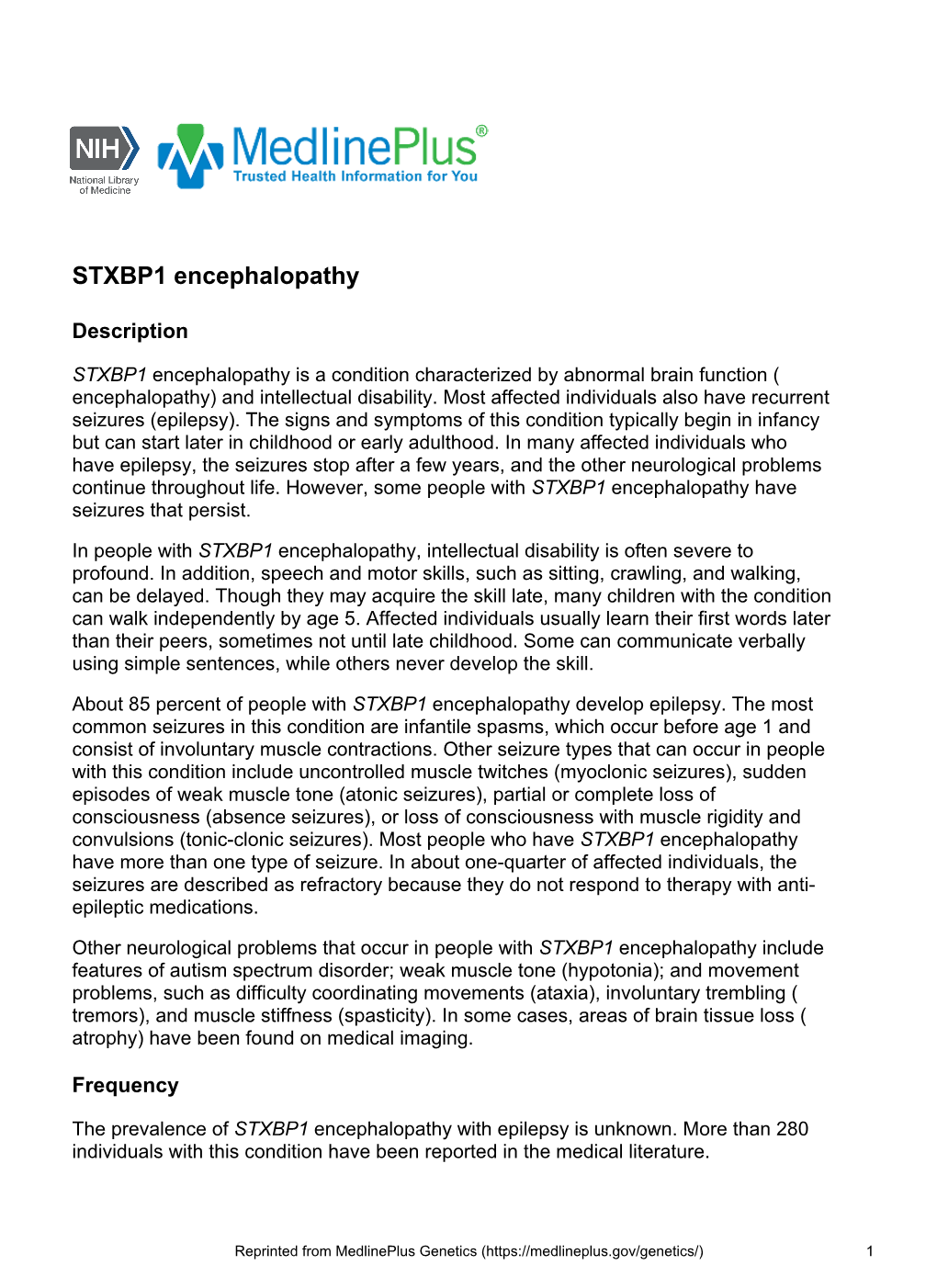 STXBP1 Encephalopathy