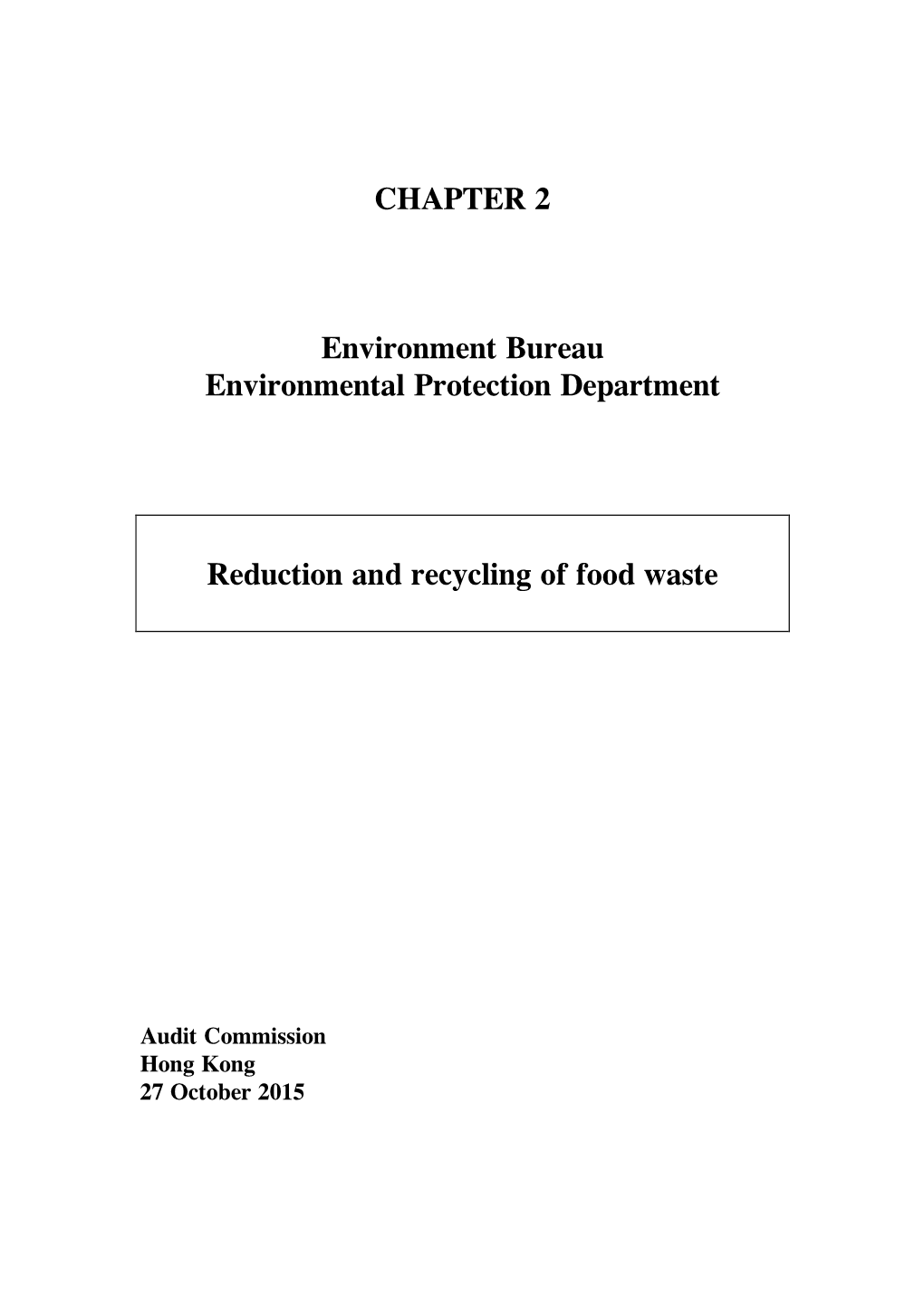 CHAPTER 2 Environment Bureau Environmental Protection